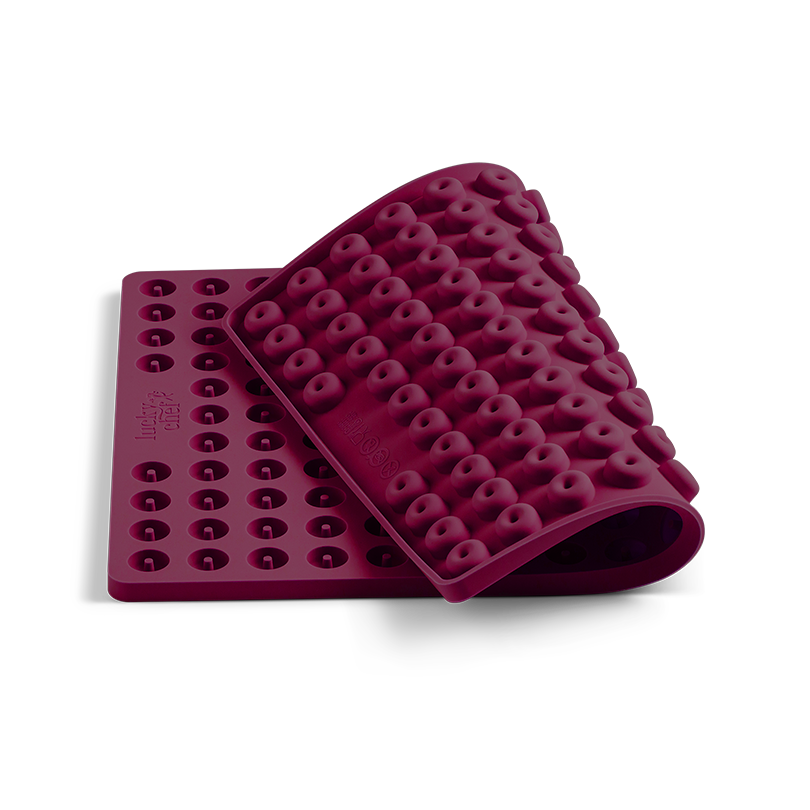 Flexibilität – teilweise gebogen – LuckyChef Backmatte Donuts in Beere Beerefarbene LuckyChef Backmatte für Hundekekse – Donuts, flexibilität – teilweise gebogen