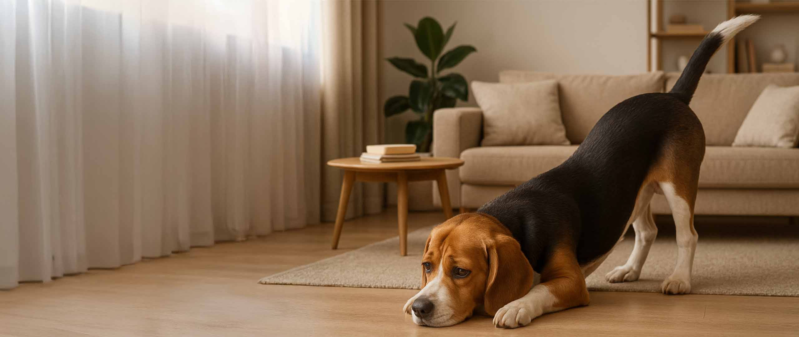 Hund im Wohnzimmer – typisches Verhalten bei Pankreatitis